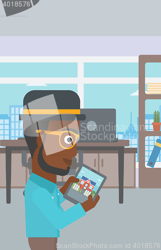 Image of Man looking for house vector illustration.