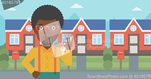 Image of Real estate agent with key vector illustration.