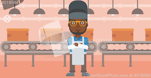 Image of Confident smiling welder vector illustration.