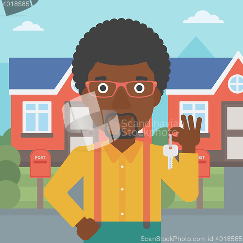 Image of Real estate agent with key vector illustration.