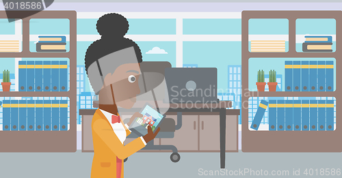 Image of Woman looking for house vector illustration.