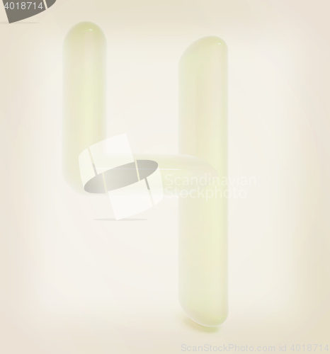 Image of Glossy 3d number \"four\". 3D illustration. Vintage style.