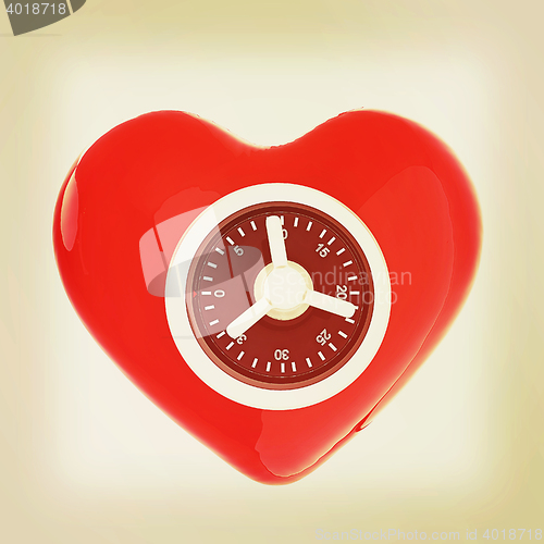 Image of safe heart . 3D illustration. Vintage style.