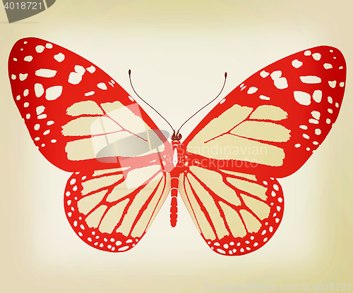 Image of beauty butterfly. 3D illustration. Vintage style.