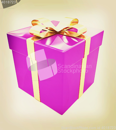 Image of Bright christmas gift. 3D illustration. Vintage style.