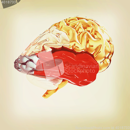 Image of Colorfull human brain. 3D illustration. Vintage style.