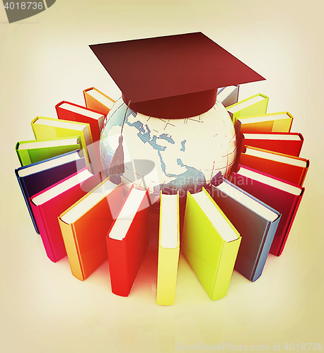 Image of Global Education . 3D illustration. Vintage style.