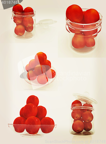 Image of Set of peaches. 3D illustration. Vintage style.