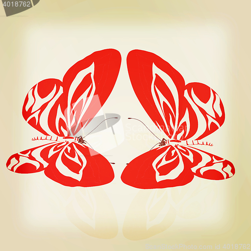 Image of beauty butterflies. 3D illustration. Vintage style.
