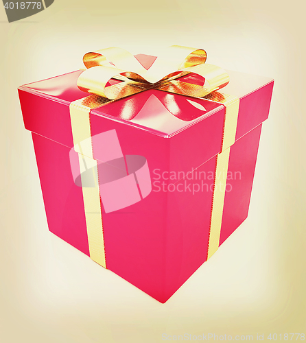 Image of Bright christmas gift. 3D illustration. Vintage style.