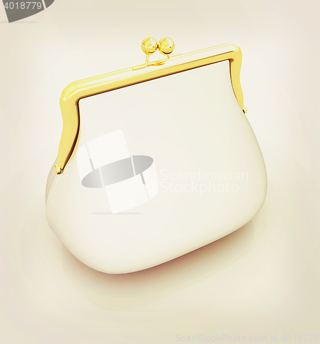 Image of Metallic purse. 3D illustration. Vintage style.