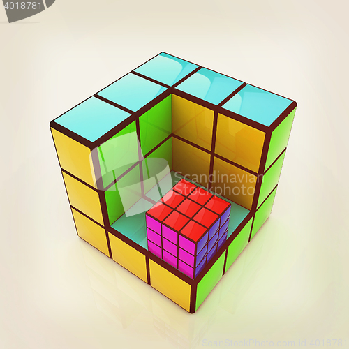 Image of Abstract colorfull geometric background. 3D illustration. Vintag