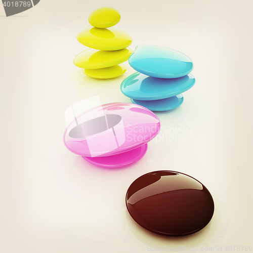 Image of Colorfull spa stones. 3d icon. 3D illustration. Vintage style.