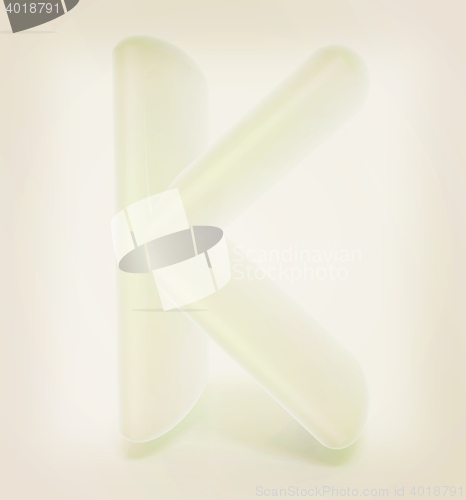 Image of Glossy alphabet. The letter \"K\". 3D illustration. Vintage style.