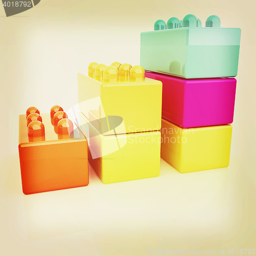 Image of Building blocks efficiency concept on white . 3D illustration. V