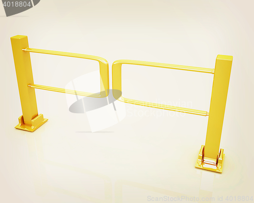 Image of Three-dimensional image of the turnstile. 3D illustration. Vinta