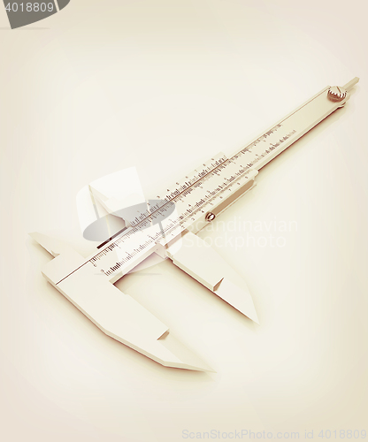 Image of Vernier caliper . 3D illustration. Vintage style.