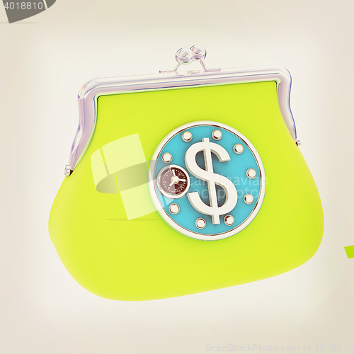 Image of purse safe concept. 3D illustration. Vintage style.