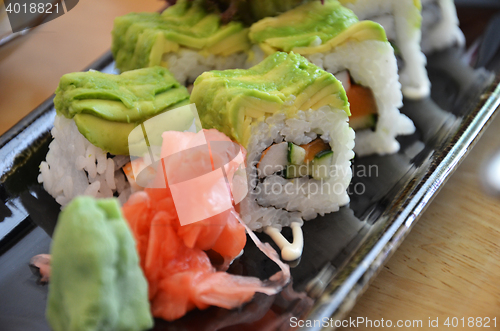 Image of Veggie sushi roll on plate