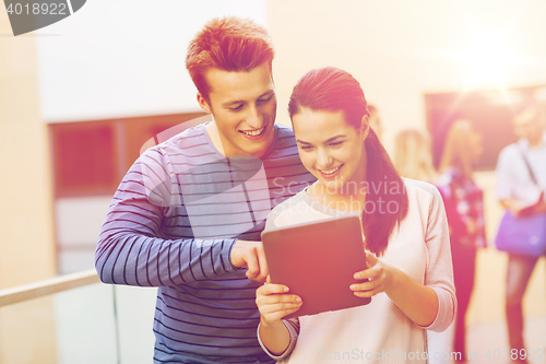 Image of group of smiling students tablet pc computer