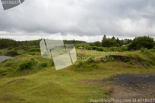 Image of view to plain and lake at connemara in ireland