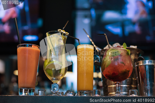 Image of cocktails on bar background