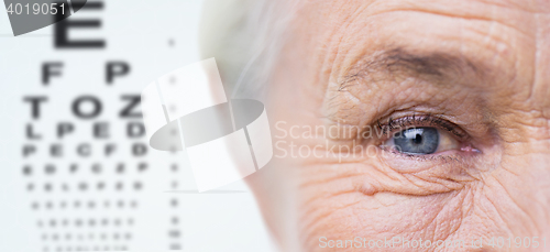 Image of close up of senior woman face and eye