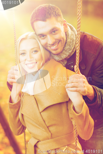 Image of romantic couple in the autumn park