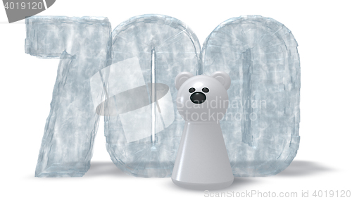 Image of frozen number seven hundred and polar bear - 3d rendering