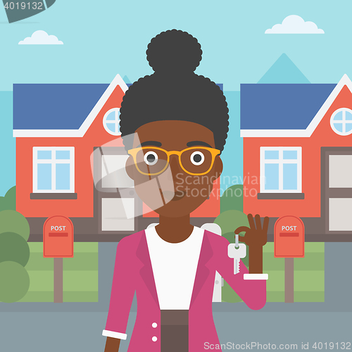Image of Real estate agent with key vector illustration.