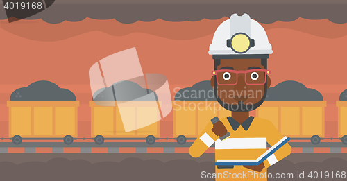 Image of Miner checking documents vector illustration.