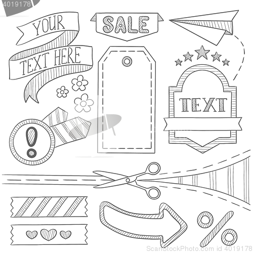 Image of Set of sale ribbons and elements.