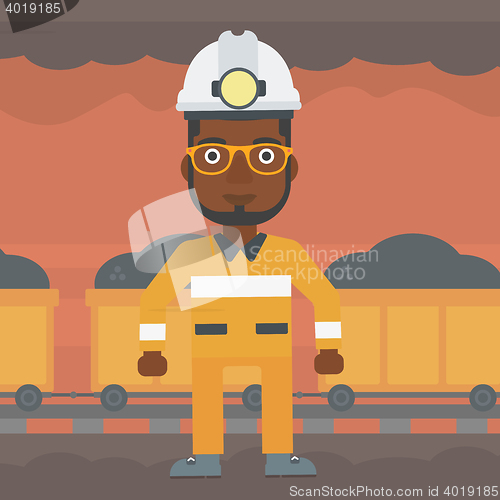 Image of Confident miner in hardhat vector illustration.