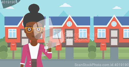 Image of Real estate agent with key vector illustration.