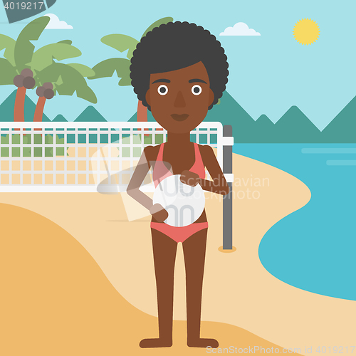 Image of Beach volleyball player vector illustration.