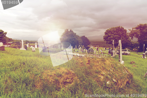 Image of old celtic cemetery graveyard in ireland