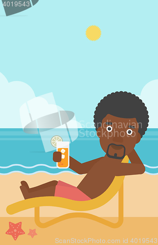 Image of Man sitting in chaise longue vector illustration.