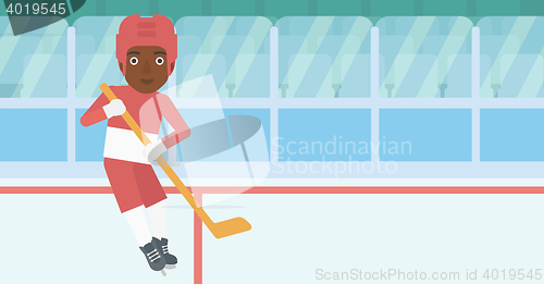 Image of Ice hockey player with stick vector illustration.