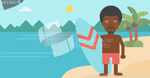 Image of Surfer holding surfboard vector illustration.