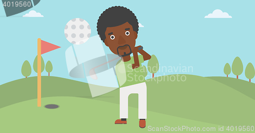 Image of Golfer hitting the ball vector illustration.