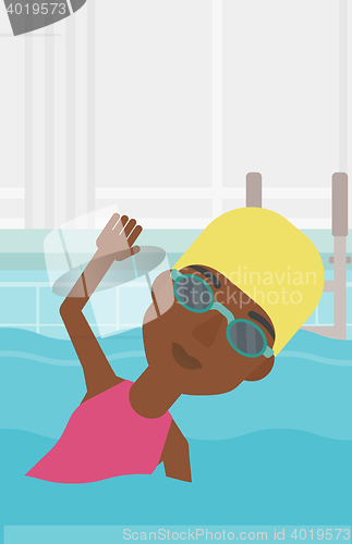 Image of Woman swimming in pool vector illustration.