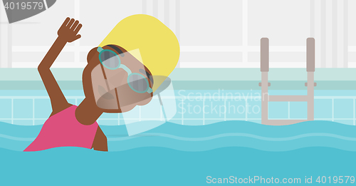 Image of Woman swimming in pool vector illustration.