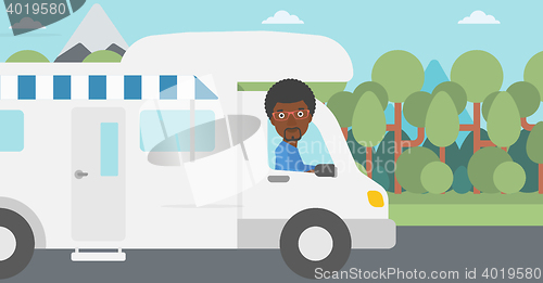 Image of Man driving motor home vector illustration.