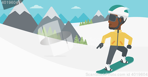 Image of Young man snowboarding vector illustration.