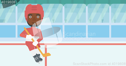 Image of Ice hockey player with stick vector illustration.