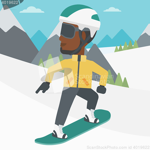 Image of Young man snowboarding vector illustration.