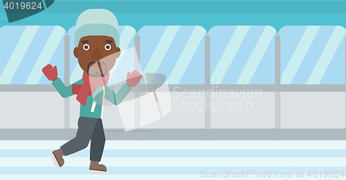 Image of Man ice skating vector illustration.