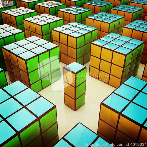 Image of Abstract colorfull geometric background. 3D illustration. Vintag