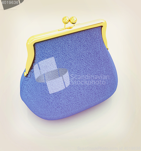 Image of Leather purse. 3D illustration. Vintage style.