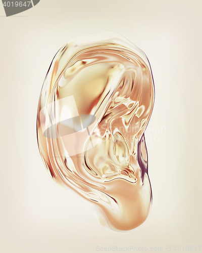 Image of Ear metal. 3D illustration. Vintage style.